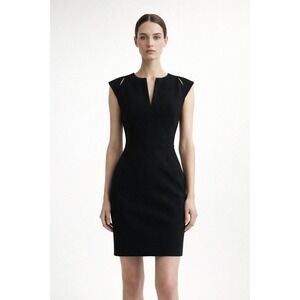 Kelly Wearstler Women's Black Cutout Sheath‎ Dress Pockets Zipper Back Size 4